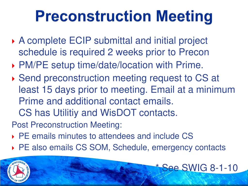 a complete ecip submittal and initial project