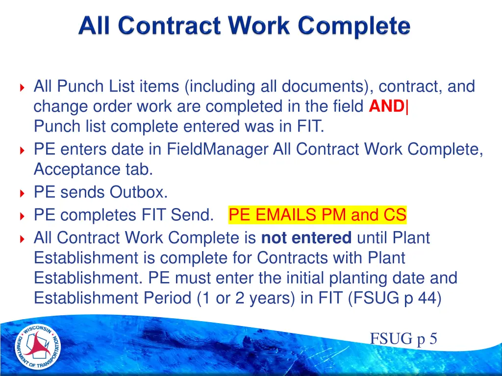 all punch list items including all documents