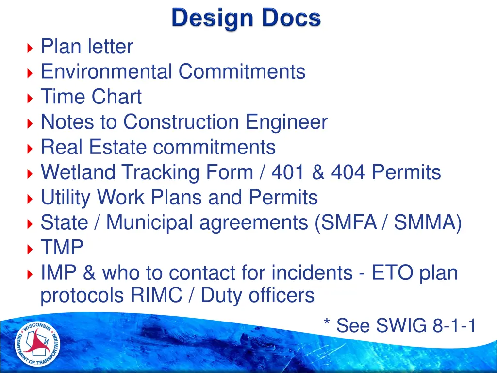 plan letter environmental commitments time chart