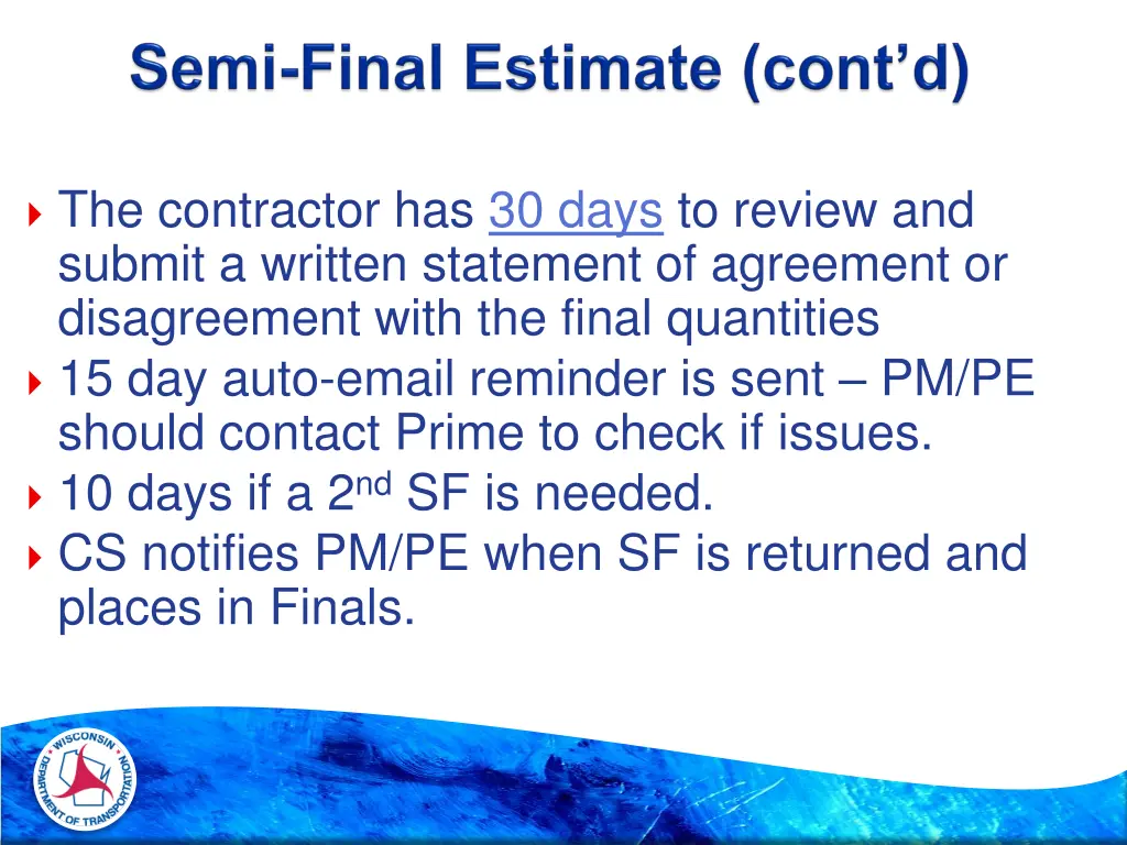 the contractor has 30 days to review and submit