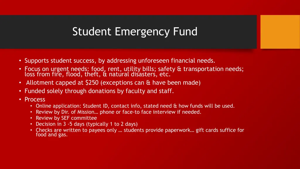 student emergency fund