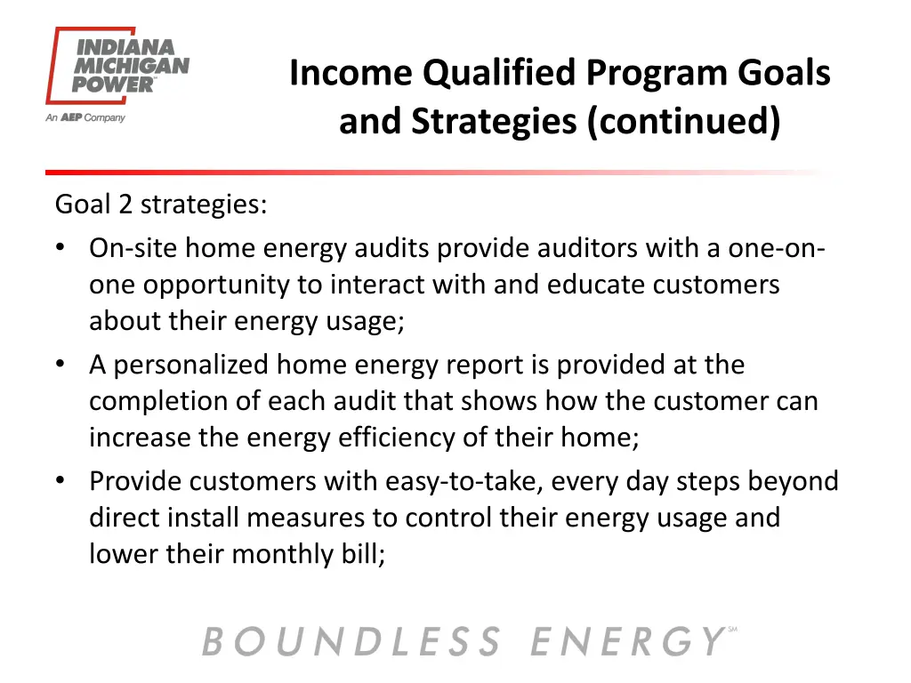 income qualified program goals and strategies 4