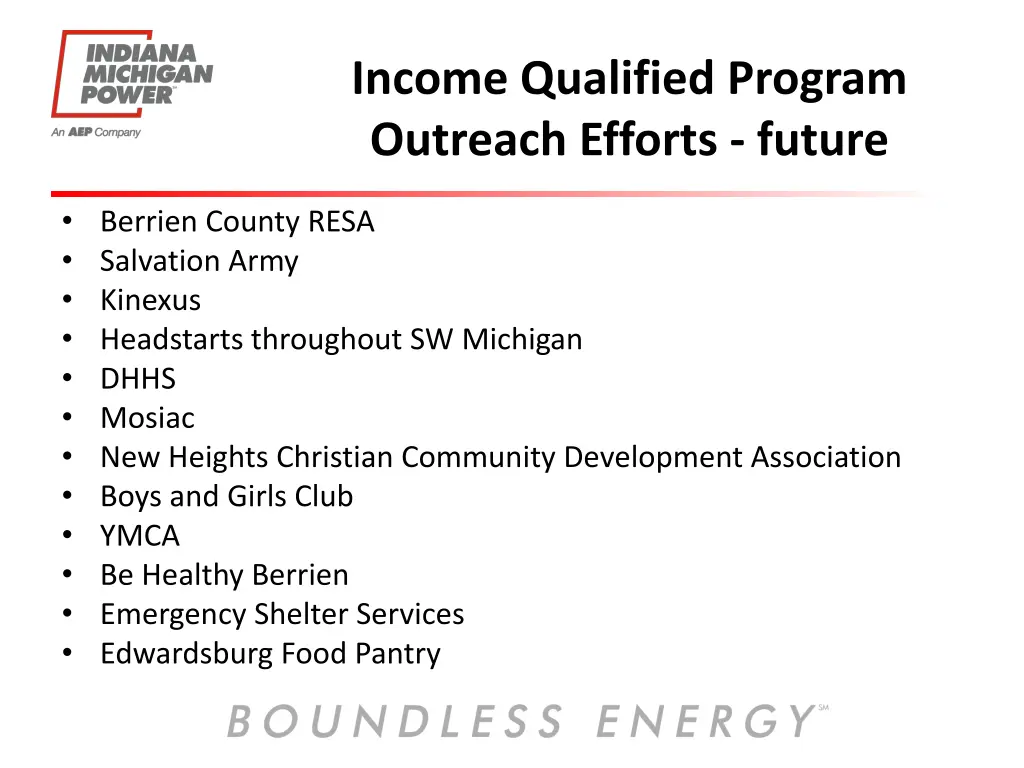 income qualified program outreach efforts future