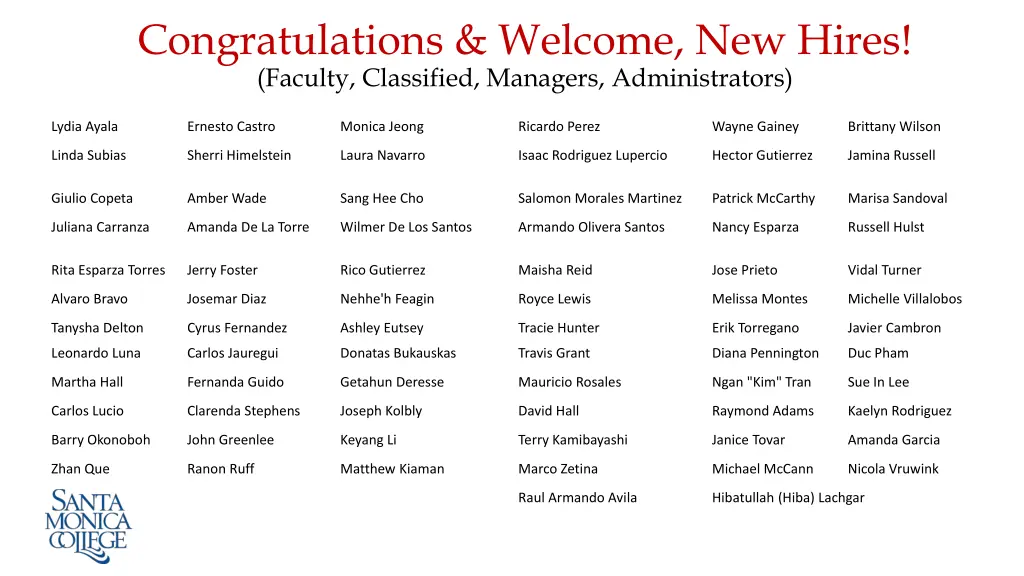 congratulations welcome new hires faculty