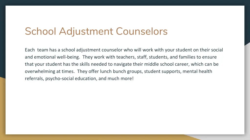 school adjustment counselors