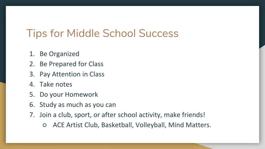 tips for middle school success