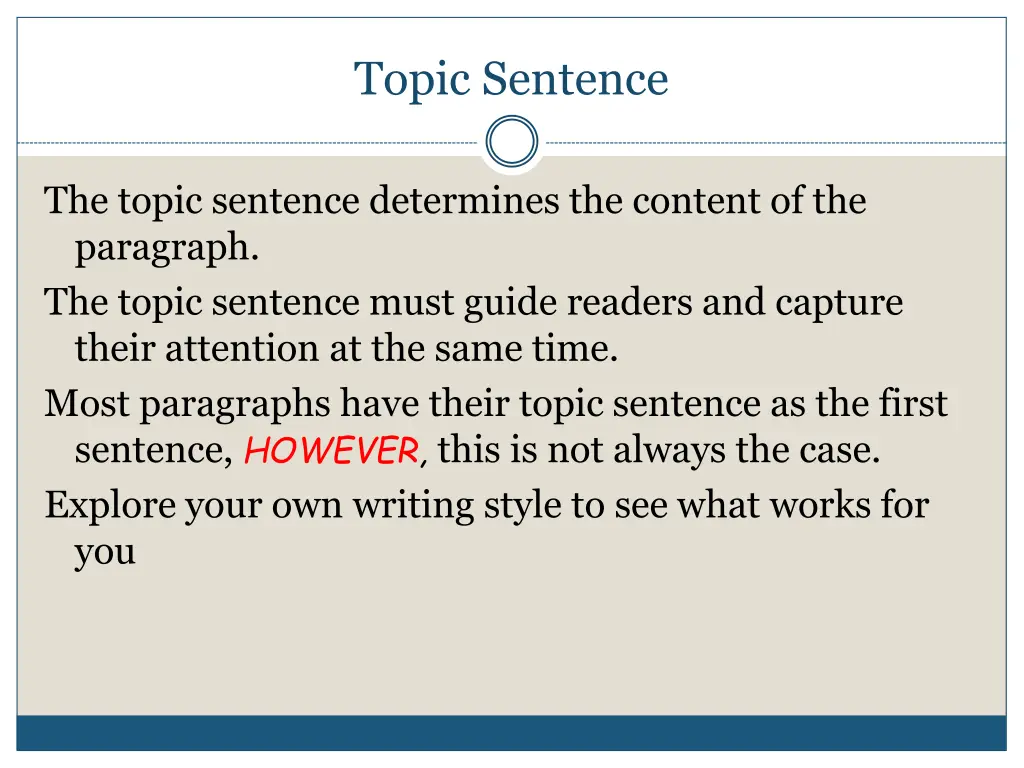 topic sentence