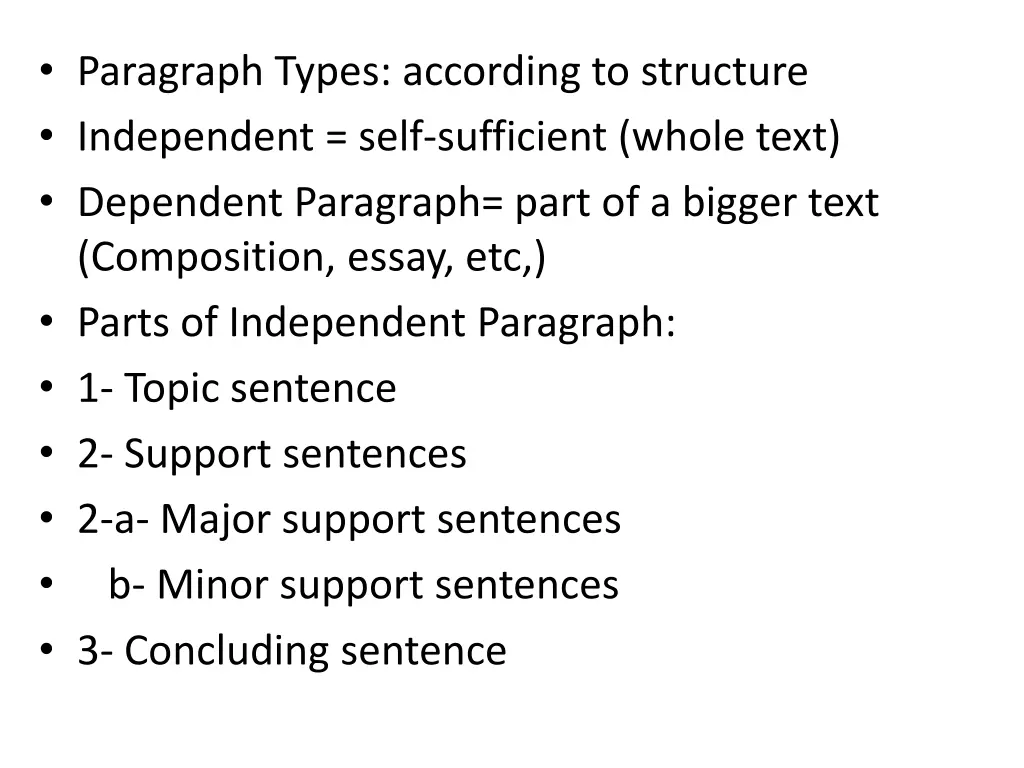 paragraph types according to structure