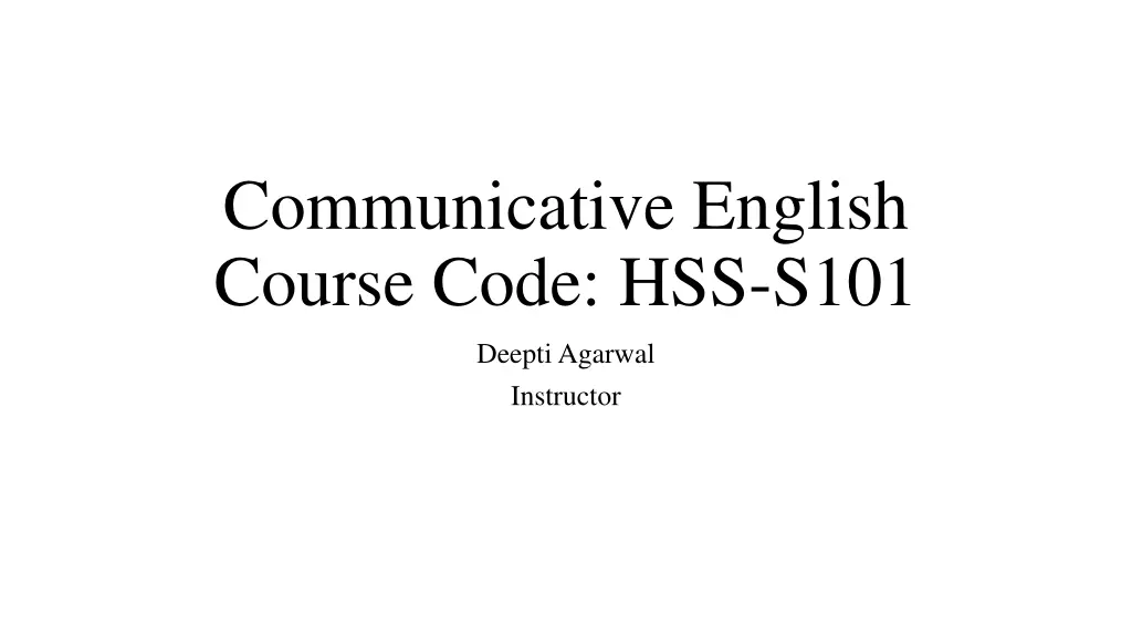 communicative english course code hss s101