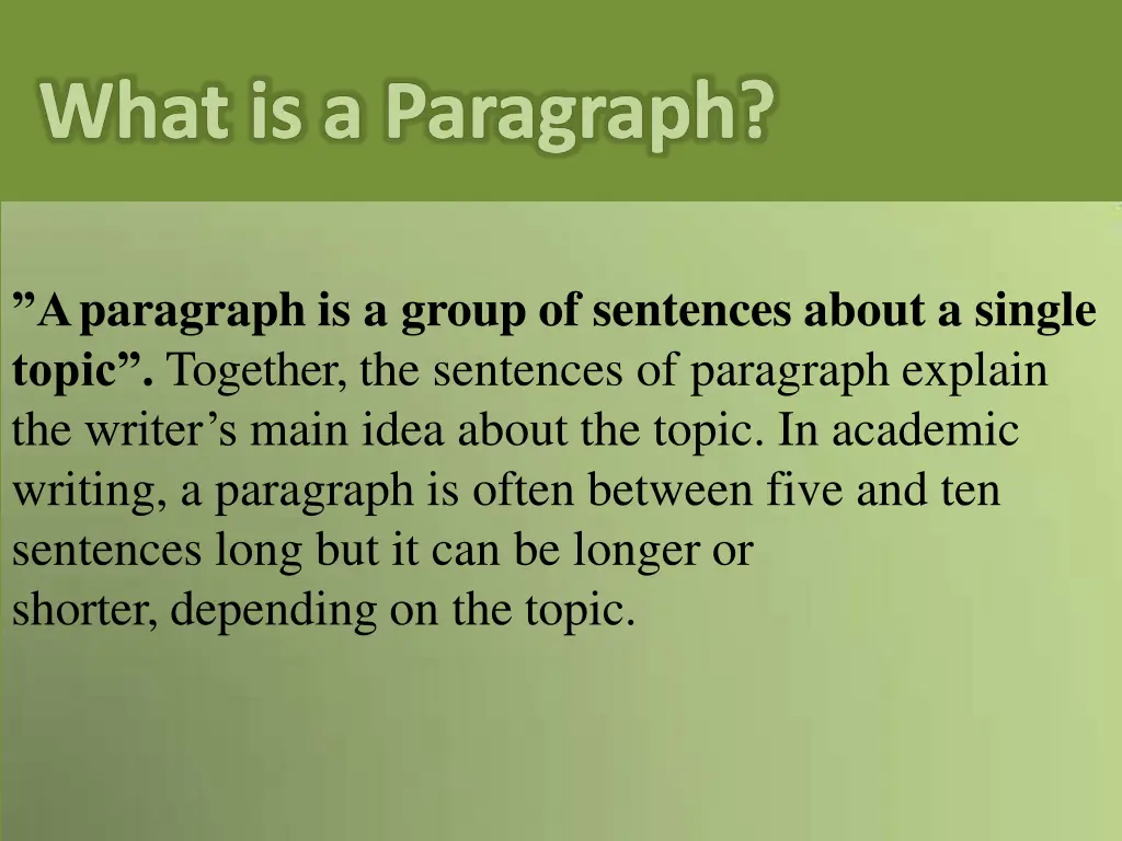 a paragraph is a group of sentences about