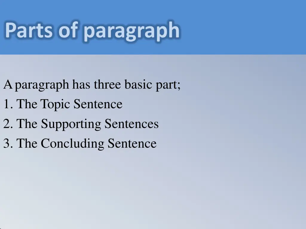 aparagraph has three basic part 1 thetopic