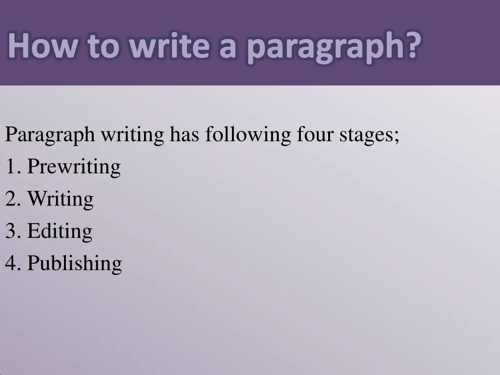 paragraph writing has following four stages