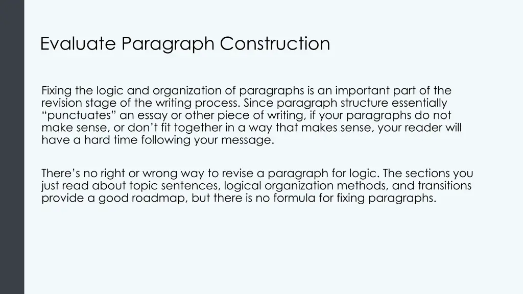 evaluate paragraph construction