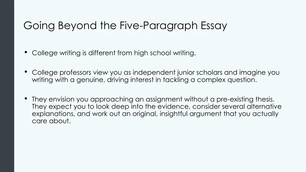 going beyond the five paragraph essay