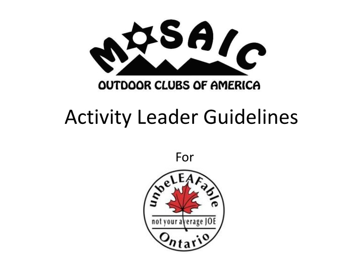 activity leader guidelines