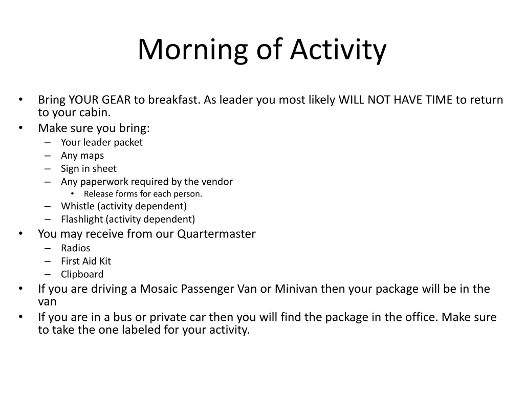 morning of activity