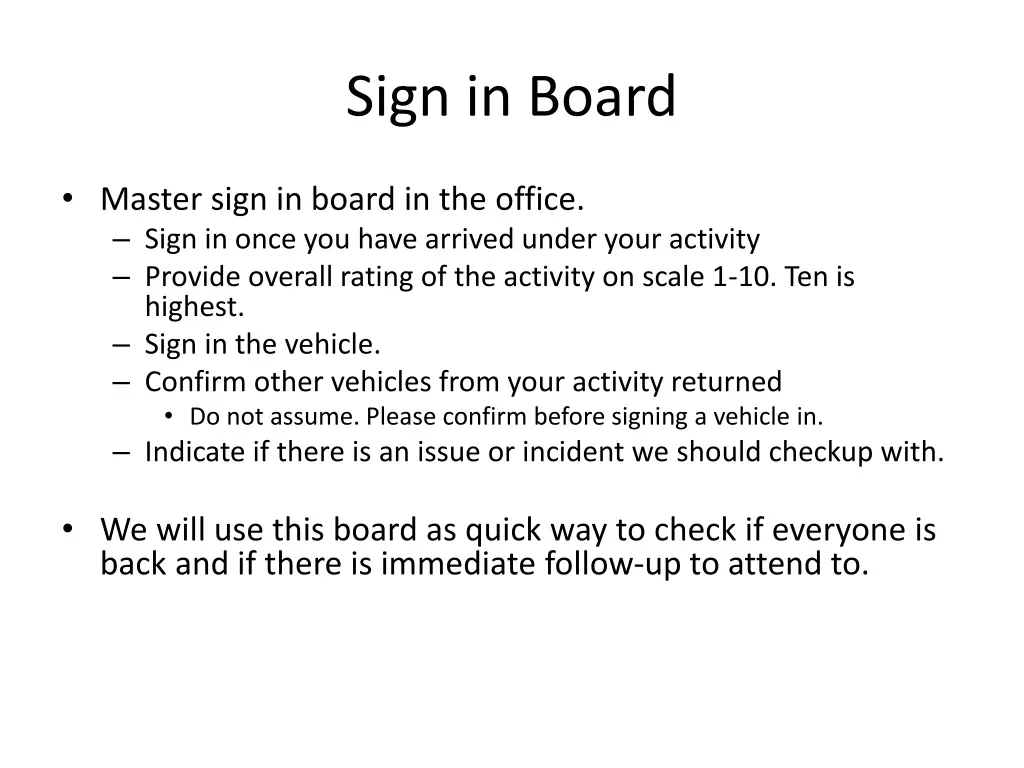 sign in board