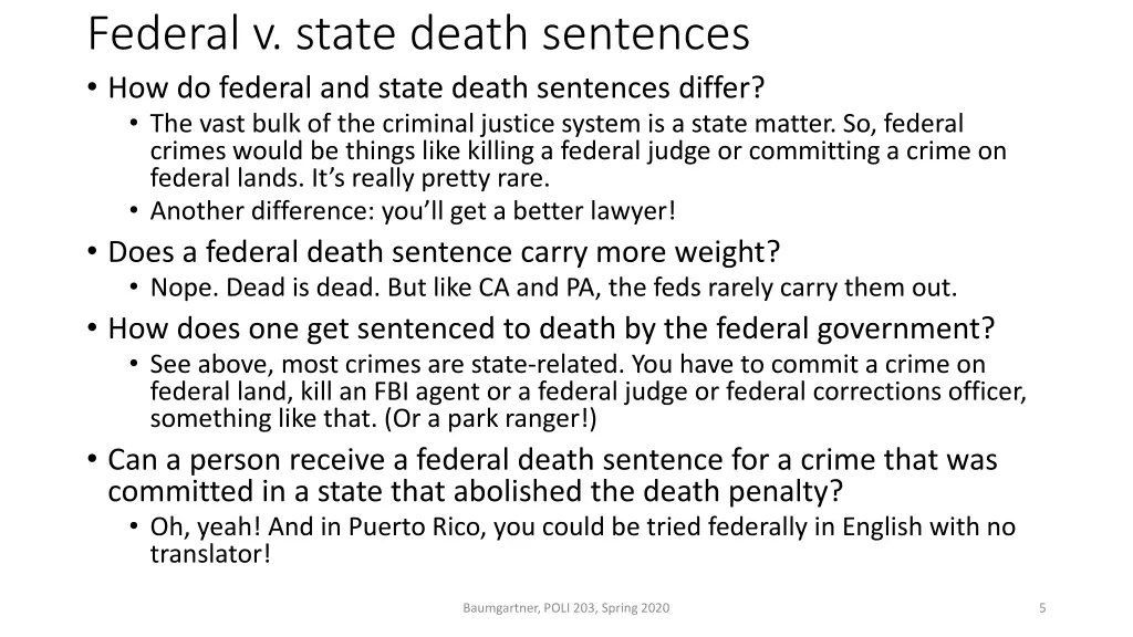 federal v state death sentences how do federal