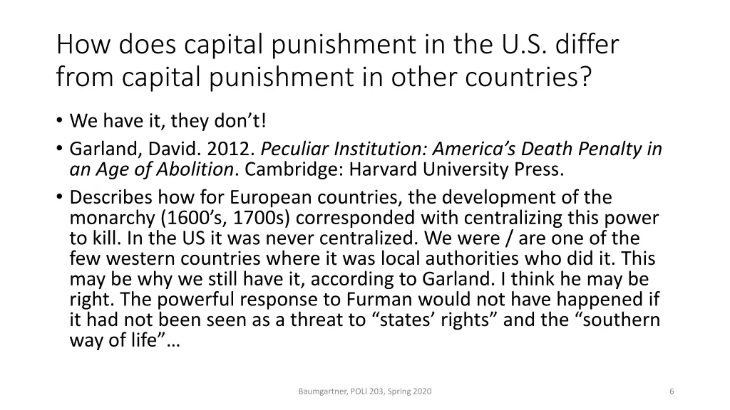 how does capital punishment in the u s differ