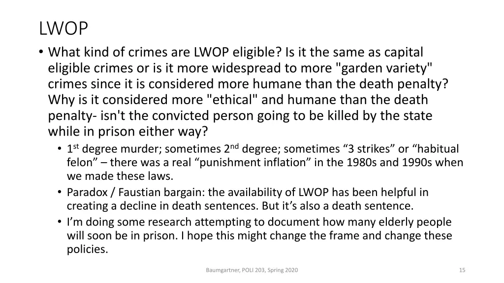 lwop what kind of crimes are lwop eligible