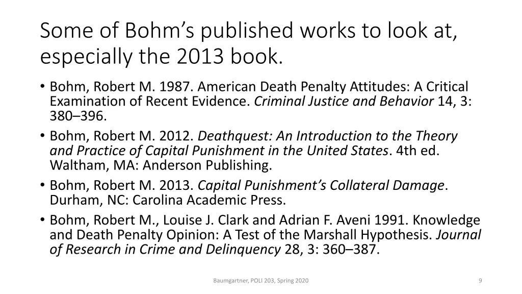 some of bohm s published works to look