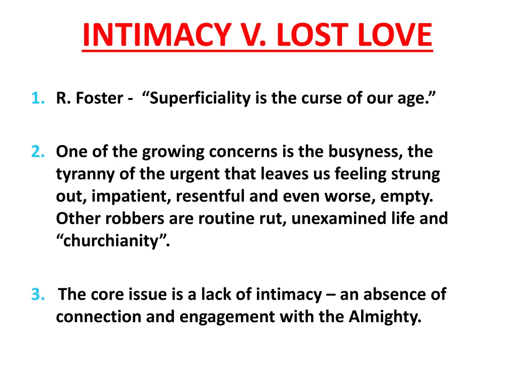 intimacy v lost love