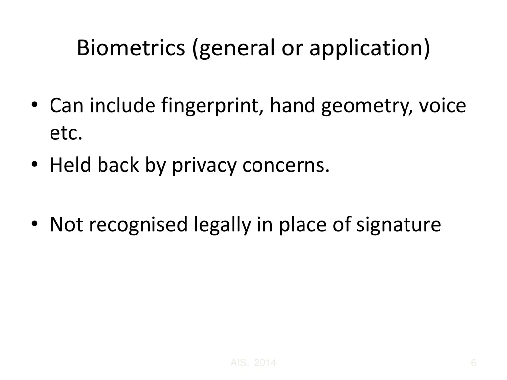 biometrics general or application