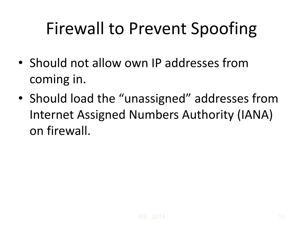 firewall to prevent spoofing