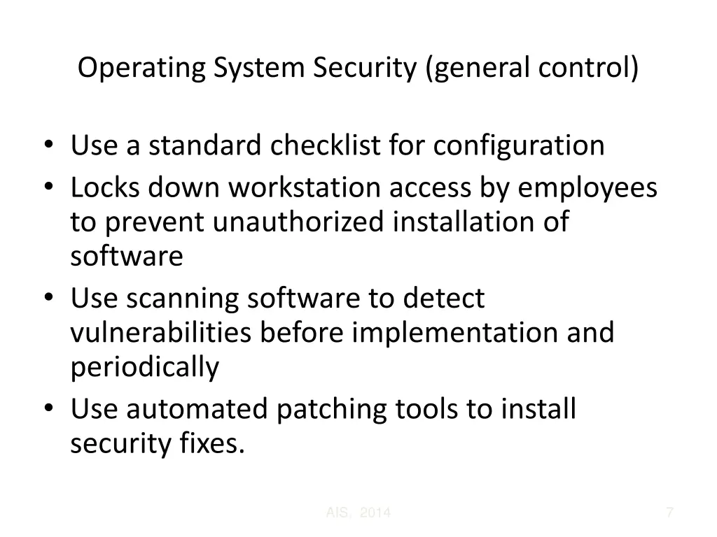 operating system security general control