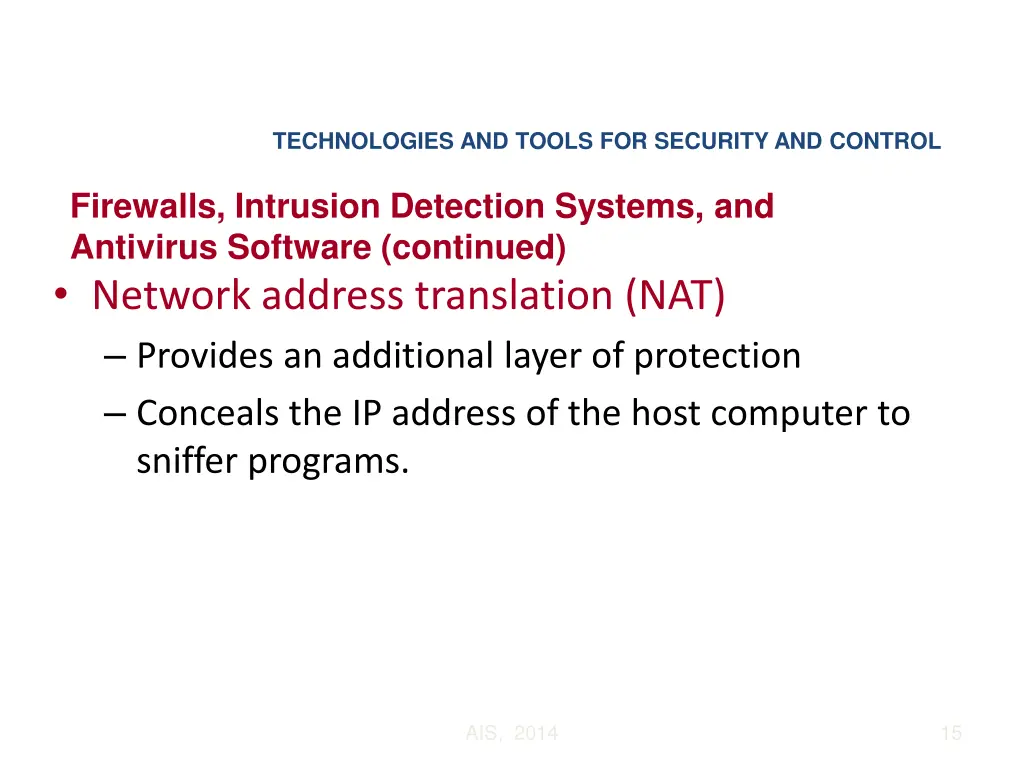 technologies and tools for security and control