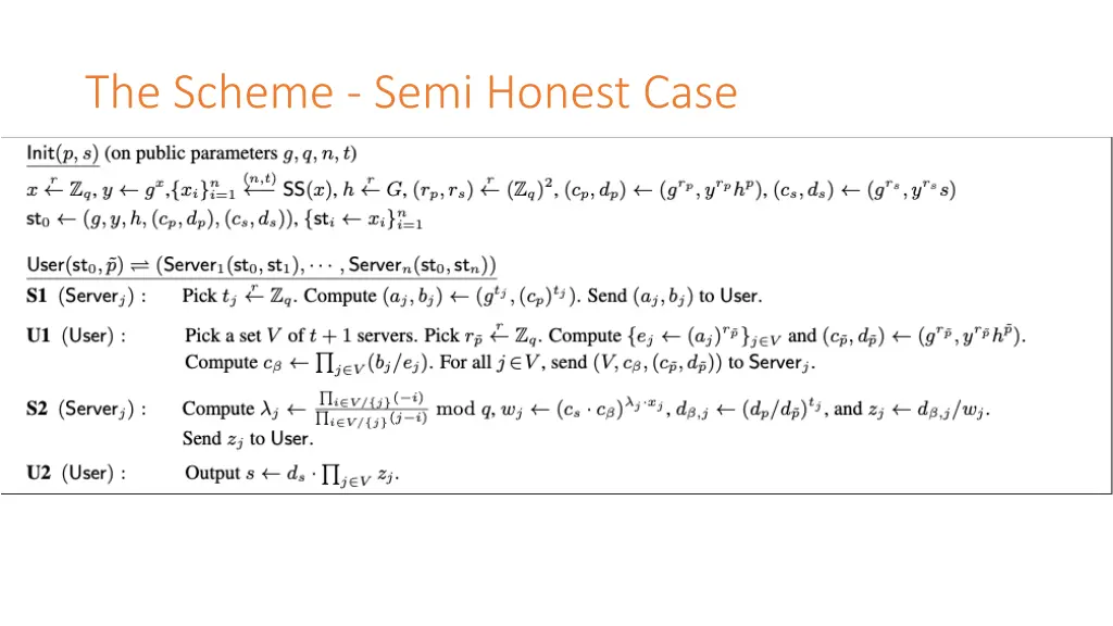 the scheme semi honest case