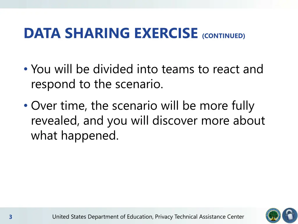 data sharing exercise continued