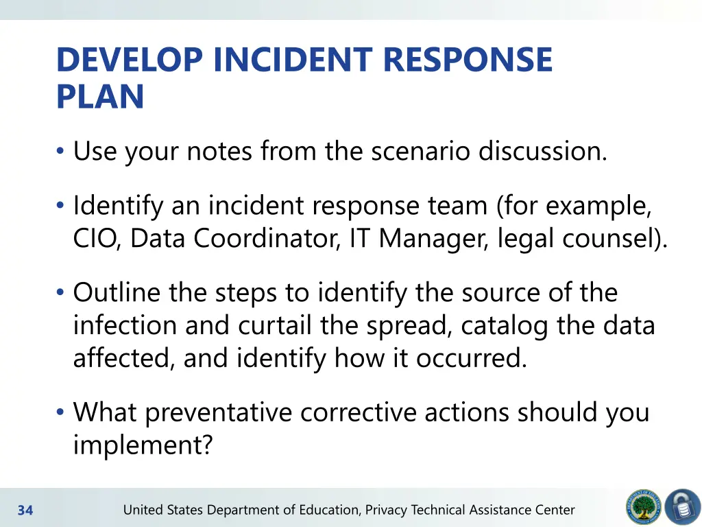 develop incident response plan