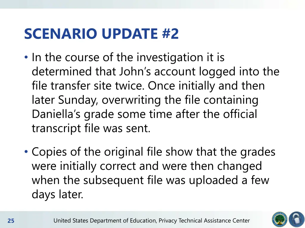 scenario update 2 in the course