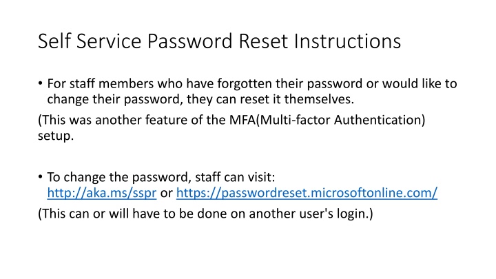 self service password reset instructions