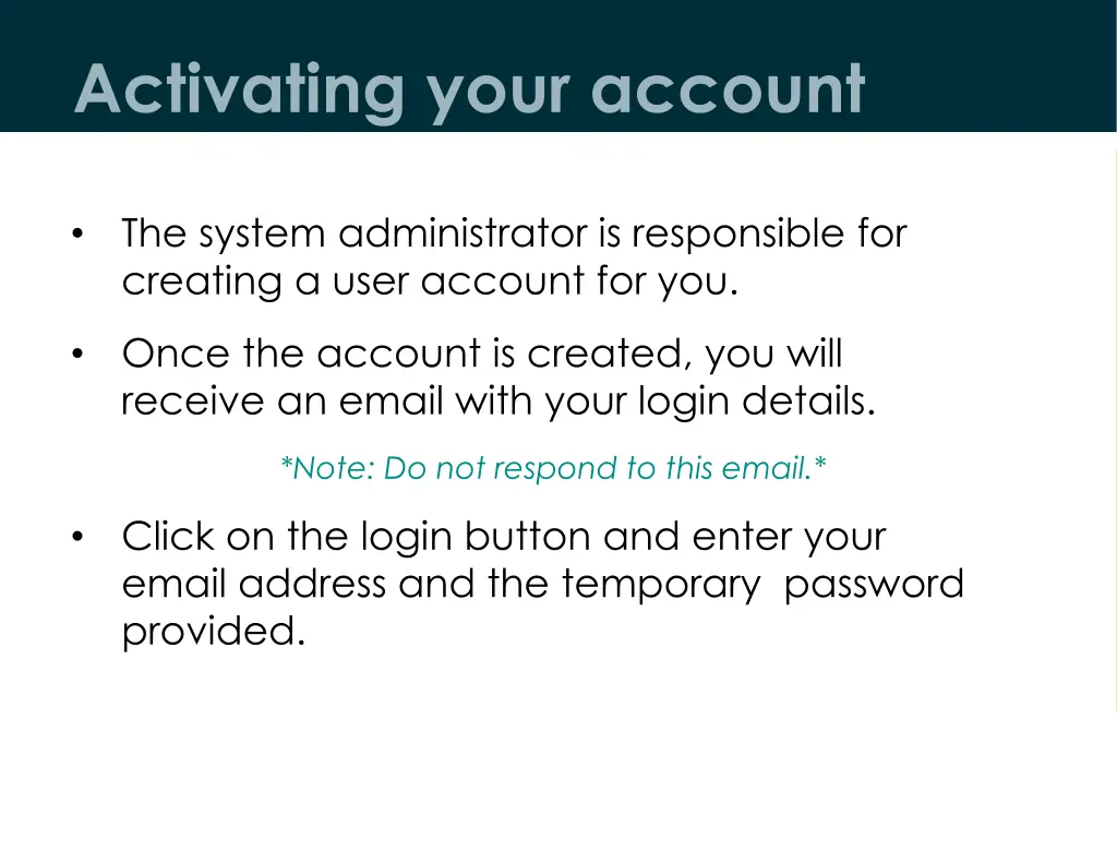 activating your account