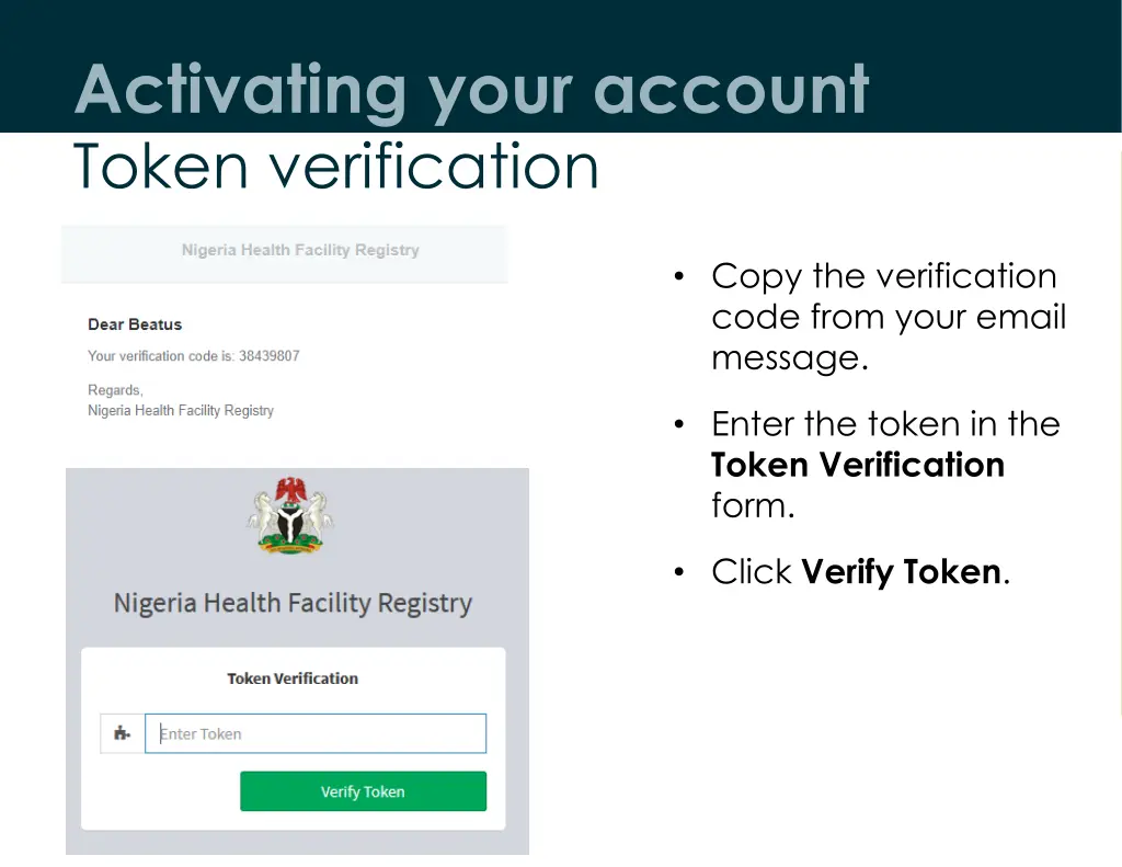 activating your account token verification