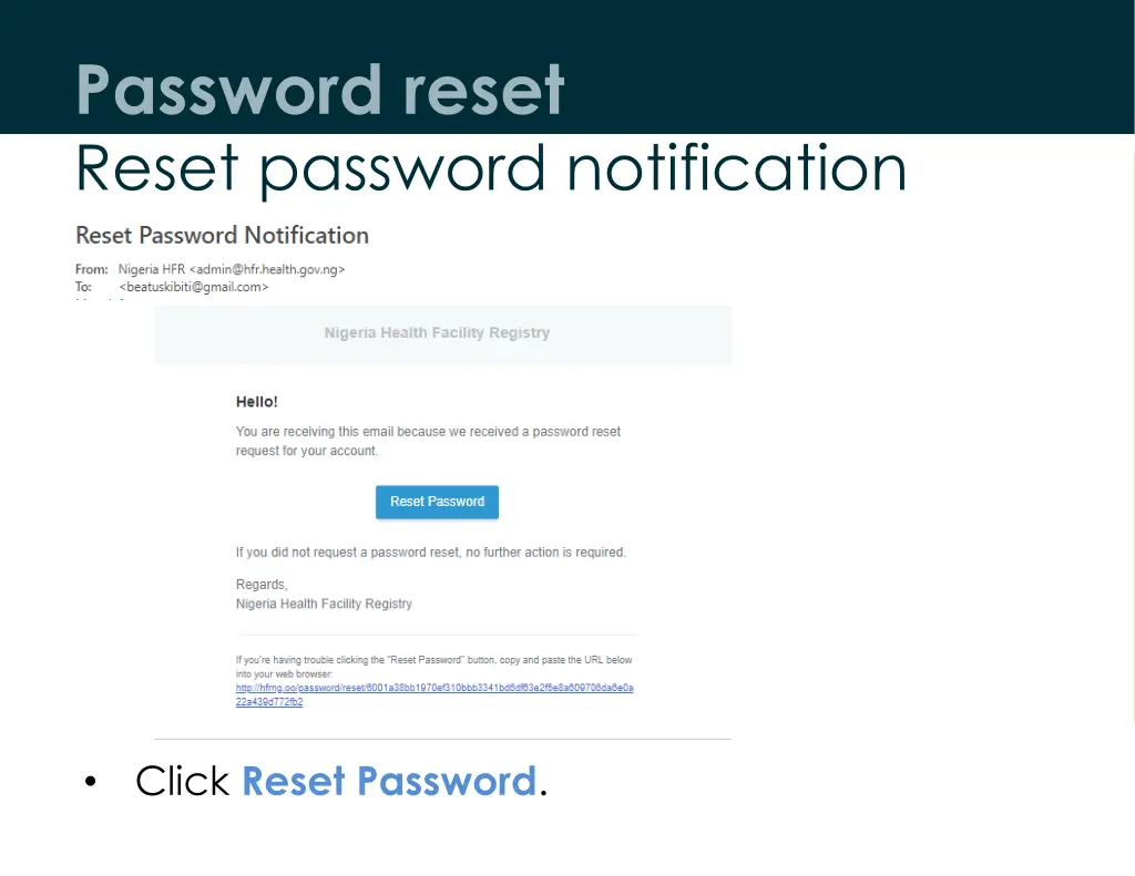 password reset reset password notification