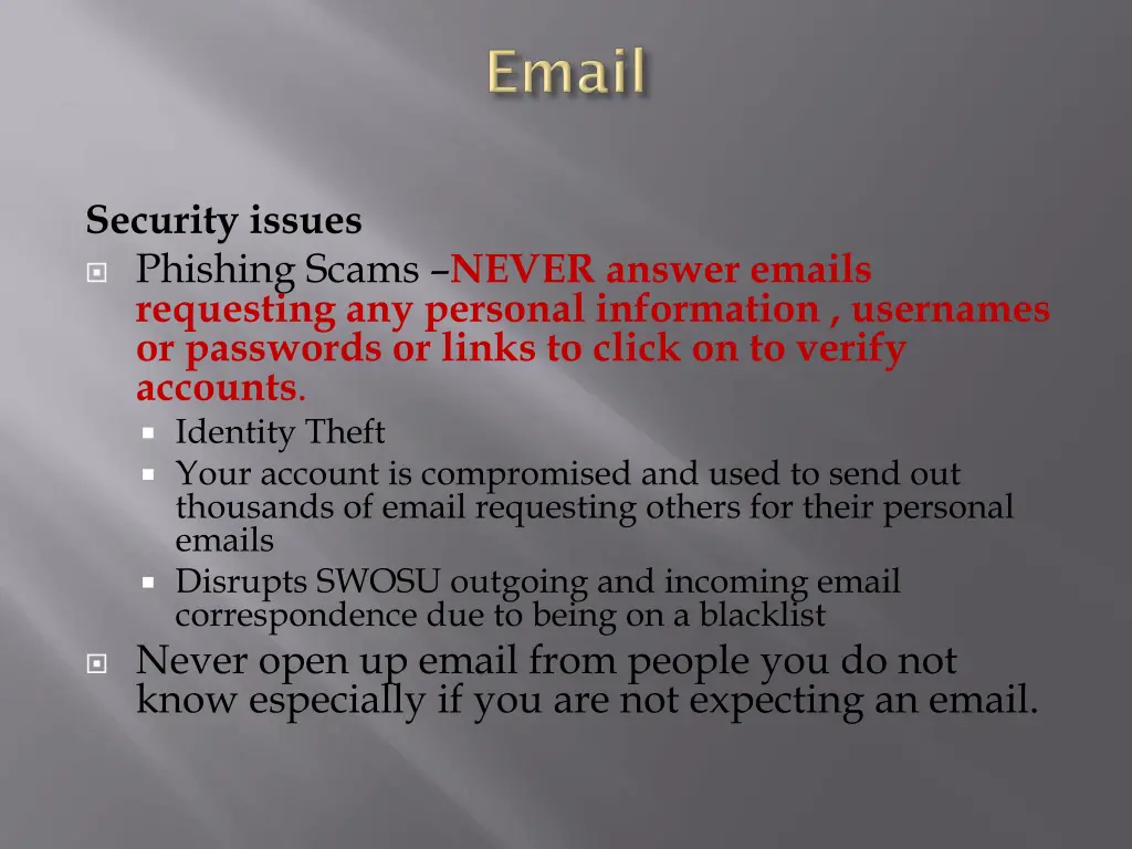 security issues phishing scams never answer