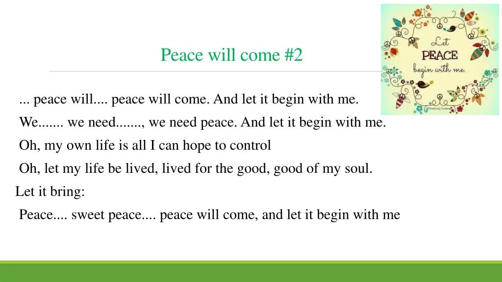 peace will come 2