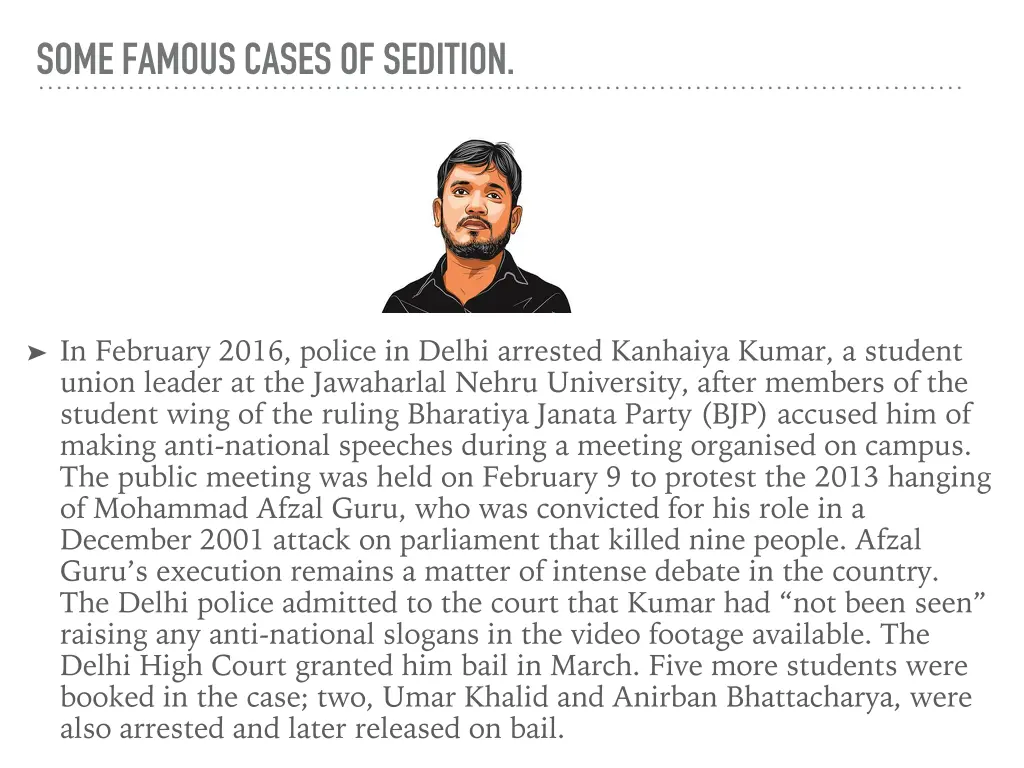 some famous cases of sedition