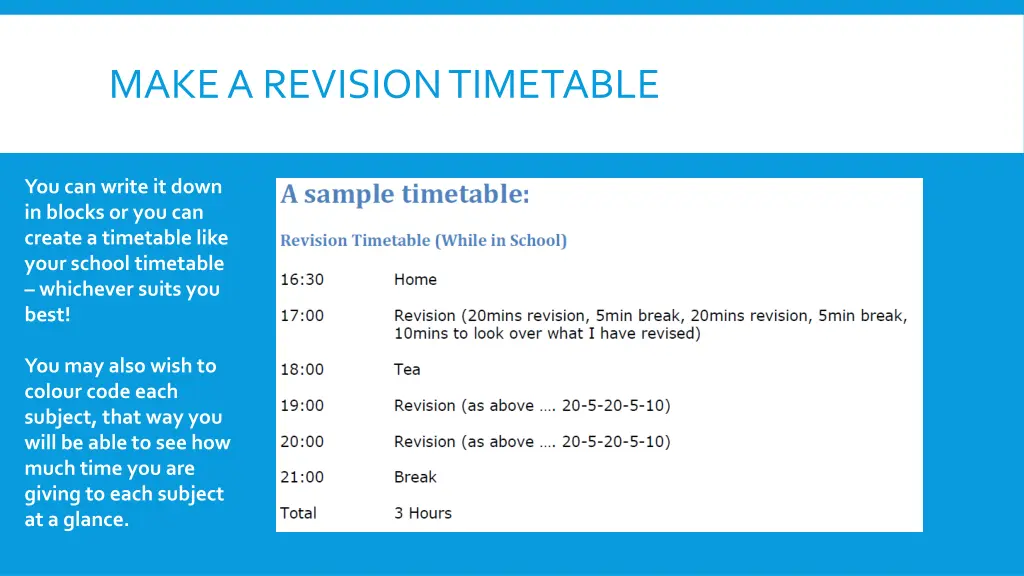 make a revision timetable 1