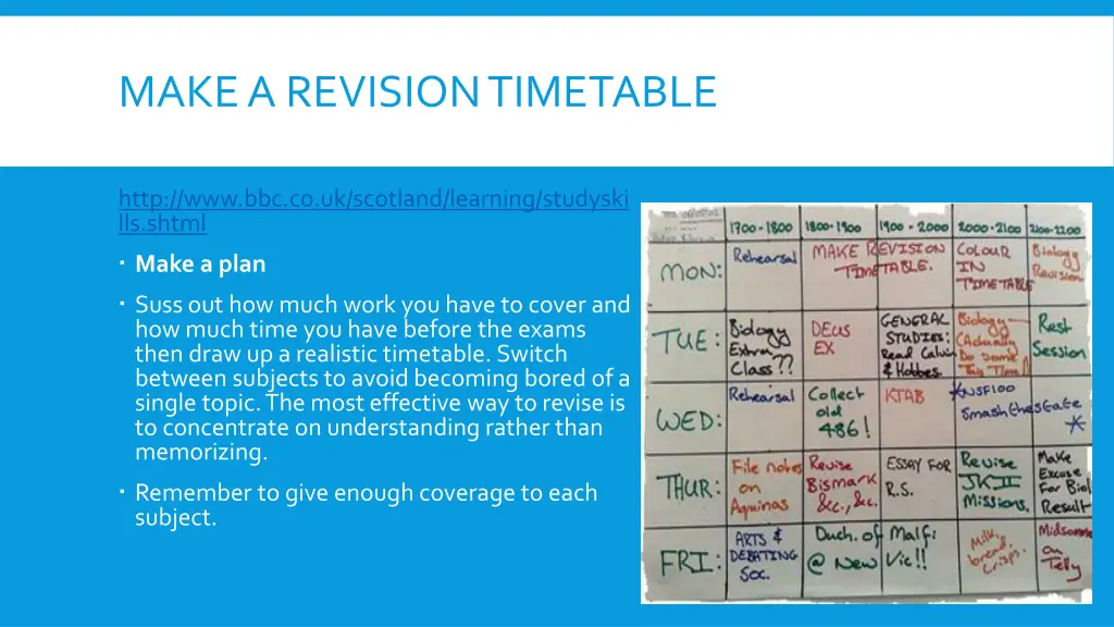 make a revision timetable