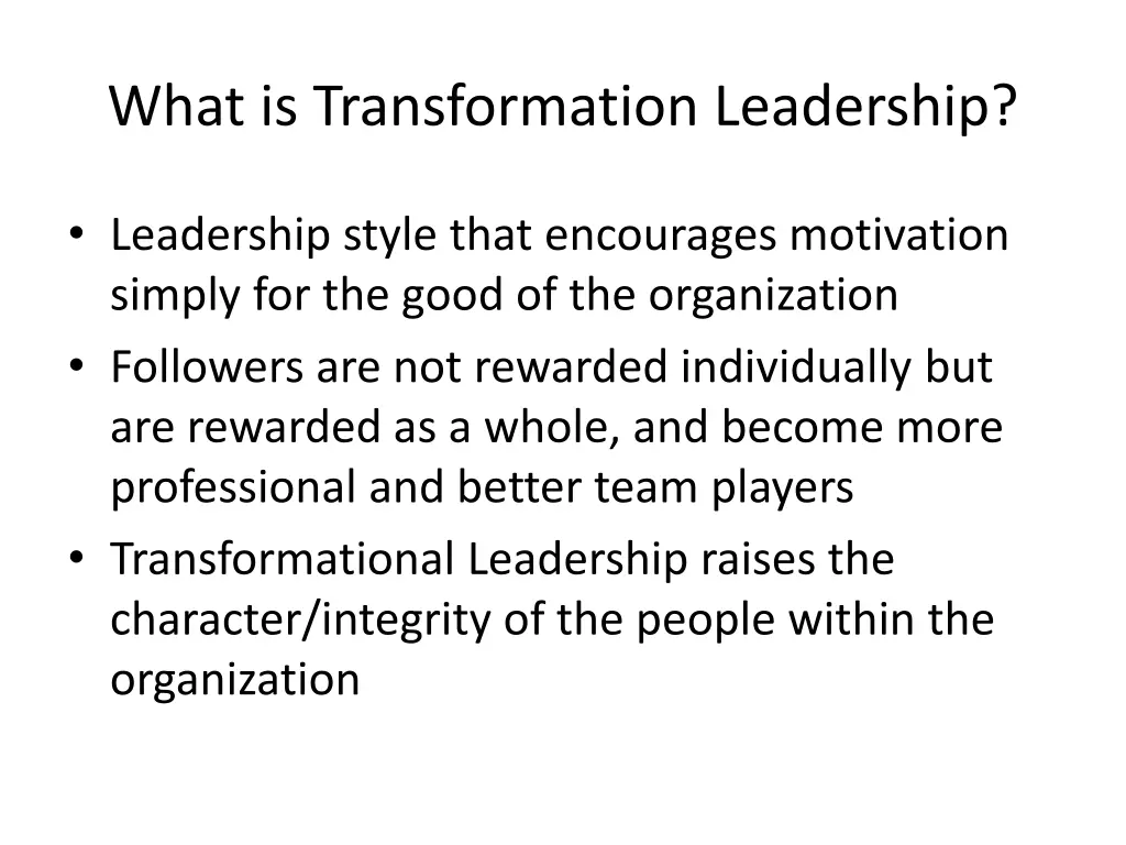 what is transformation leadership