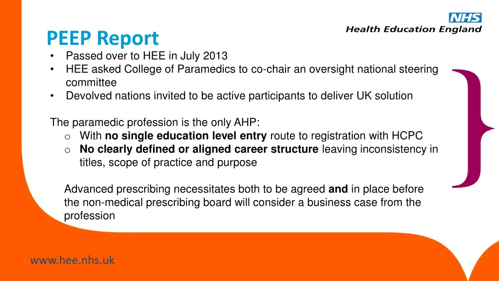 peep report passed over to hee in july 2013