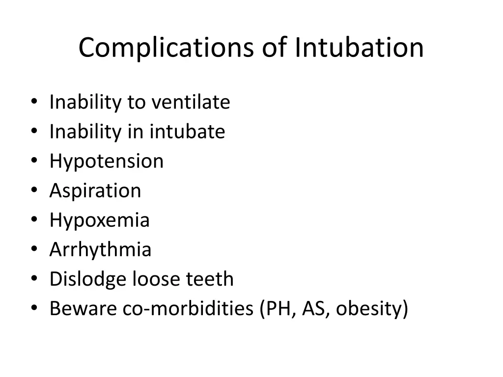 complications of intubation