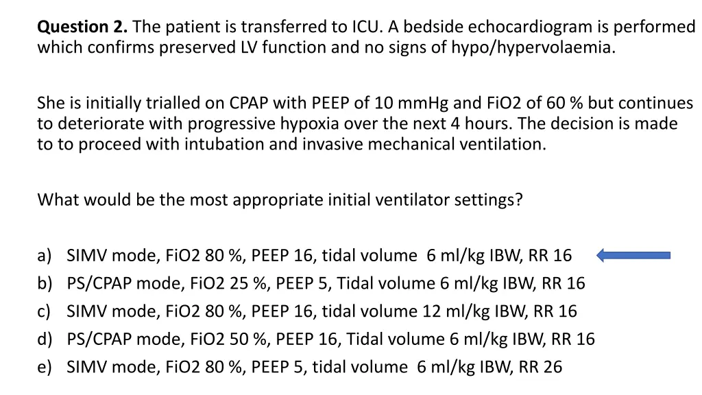 question 2 the patient is transferred