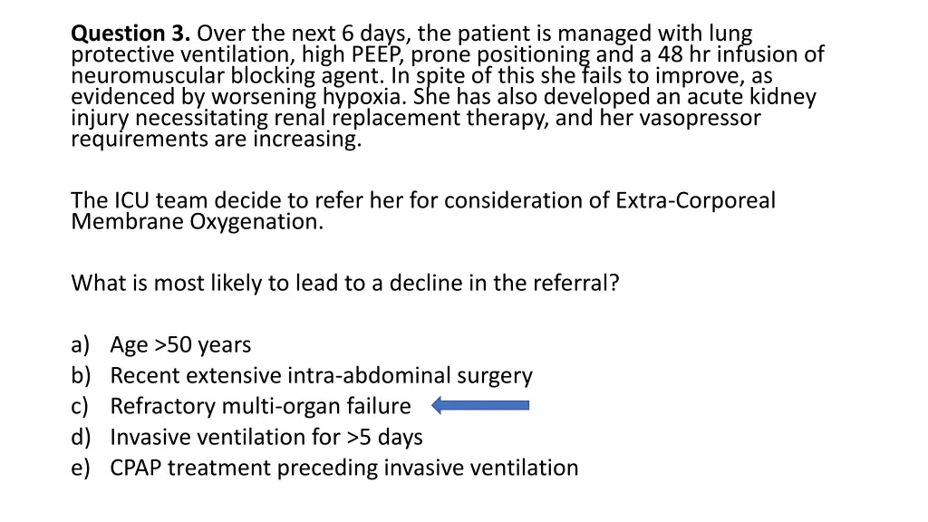 question 3 over the next 6 days the patient