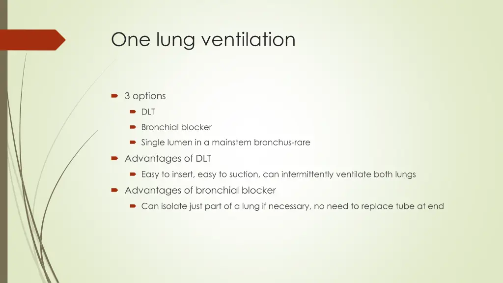 one lung ventilation