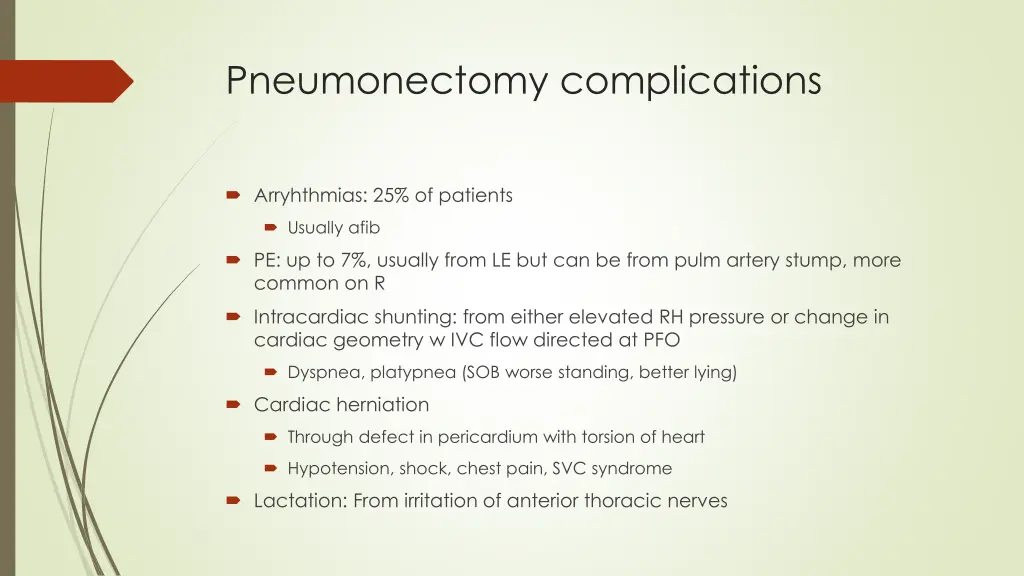 pneumonectomy complications